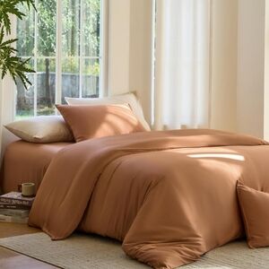 DOZ by SIJO Bamboo Duvet Cover Set Full Queen 100% Bamboo Viscose OEKO-TEX Clay